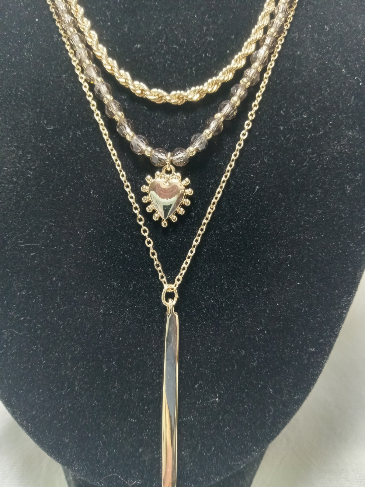 Park Lane 3 In 1 Gold Tone Smokey Faceted Beads 15″,16″,18″ & 3″ Ext. Necklace