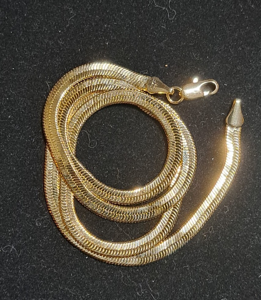 *14k* Marked GOLD PLATED 5mm Herringbone Necklace Chain 20″ *MADE IN ITALY* A896