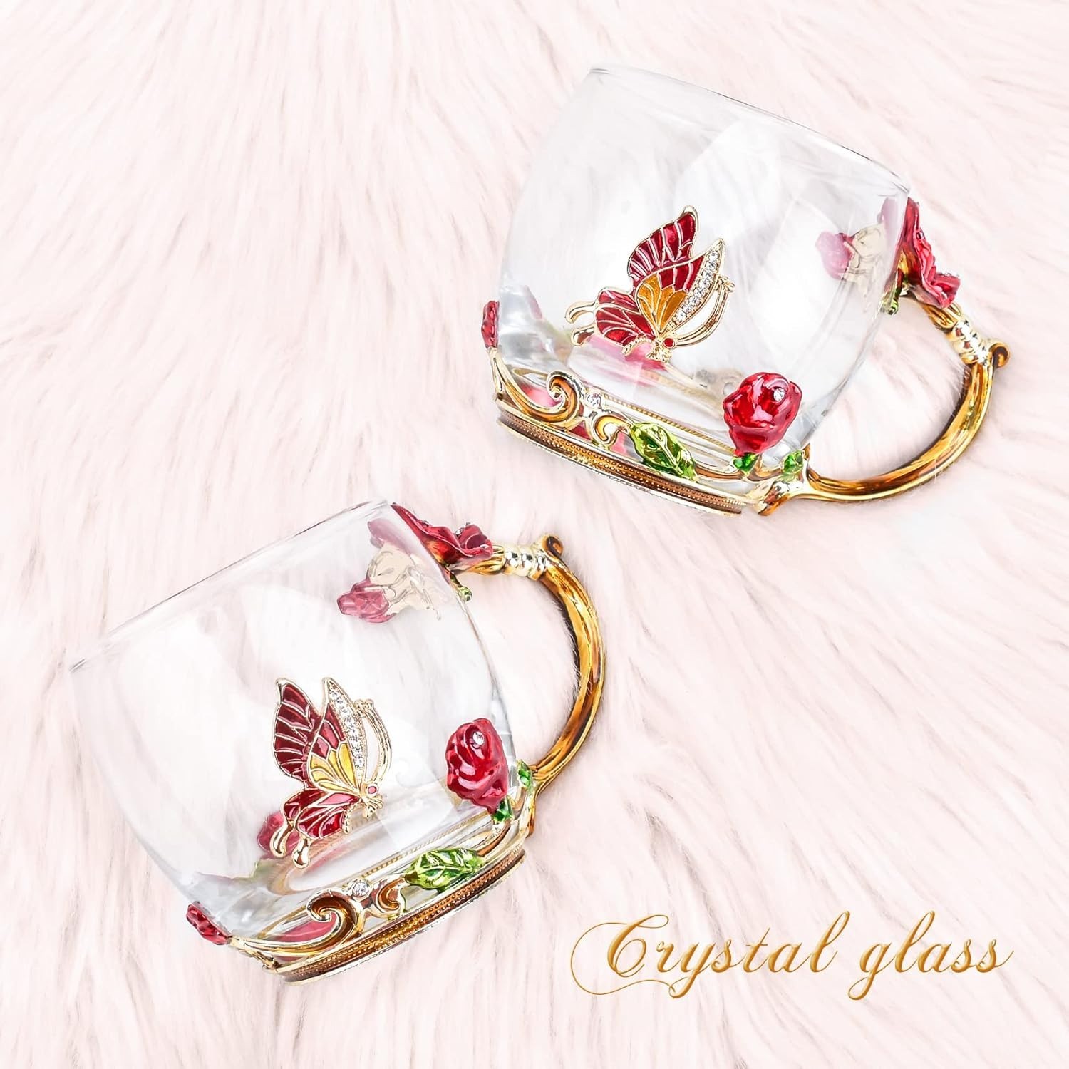 Stylish 12oz Glass Enamel Mug Set with Spoon – Unique Gifting Idea for Women