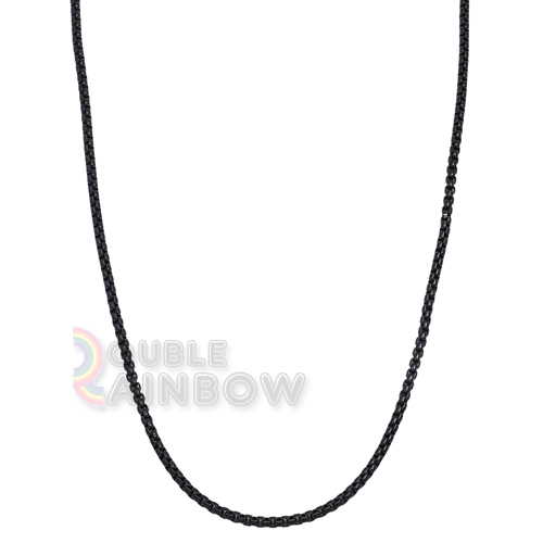 C07 16-36″Mens stainless steel smooth Black Plated pearl Box Necklace Chain link