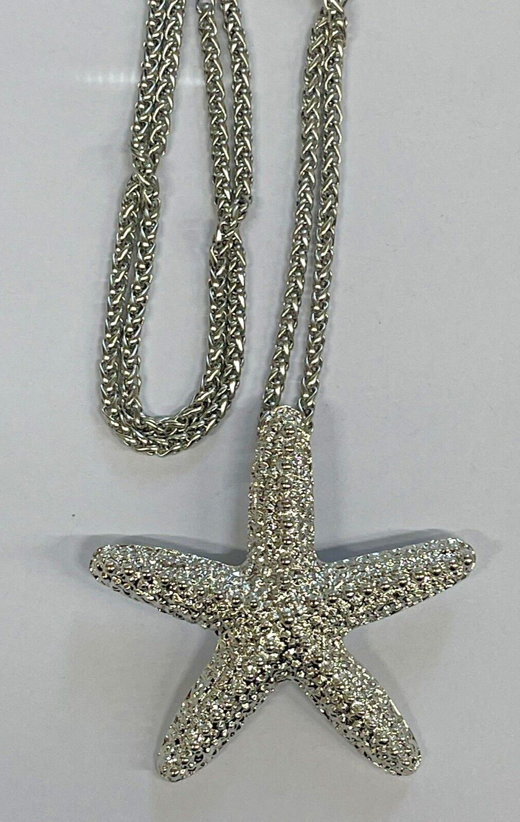 STARFISH 2.5″ Silver 24″ Necklace Stainless Coastal Fashion Jewelry Sea Life NEW