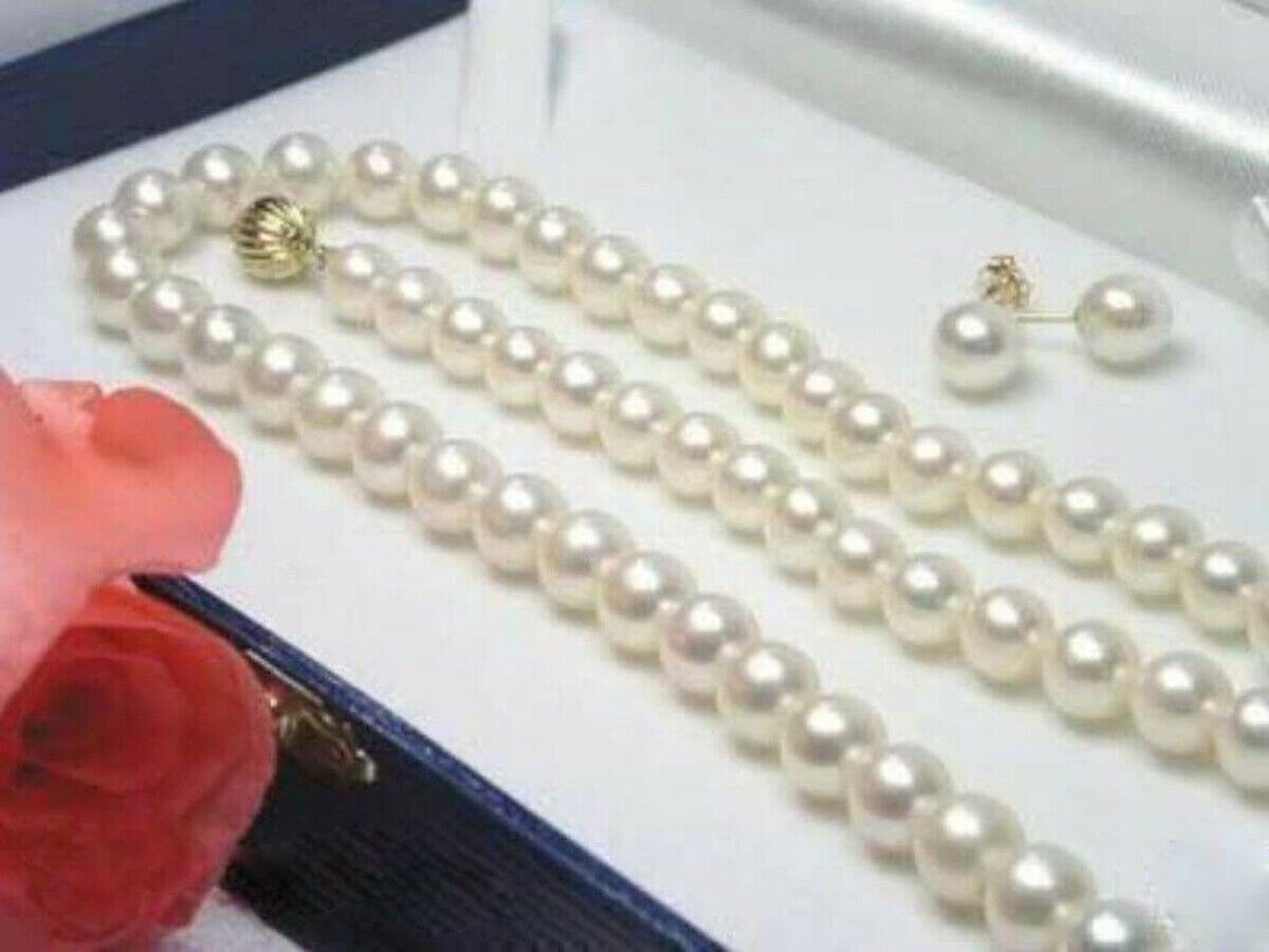 6-7MM Natural White Real Cultured Pearl Necklace Earrings Set 18/20/25/36/48”