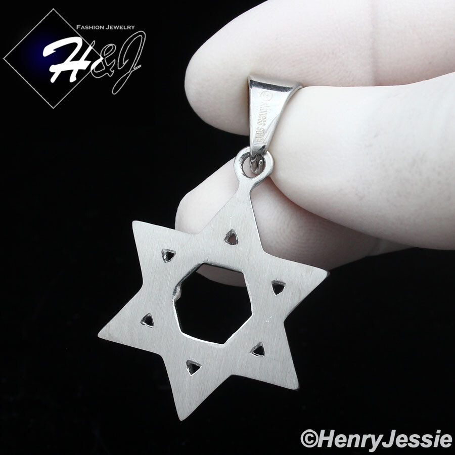 MEN’s Stainless Steel Silver Jewish Star of David Charm Pendant*P137