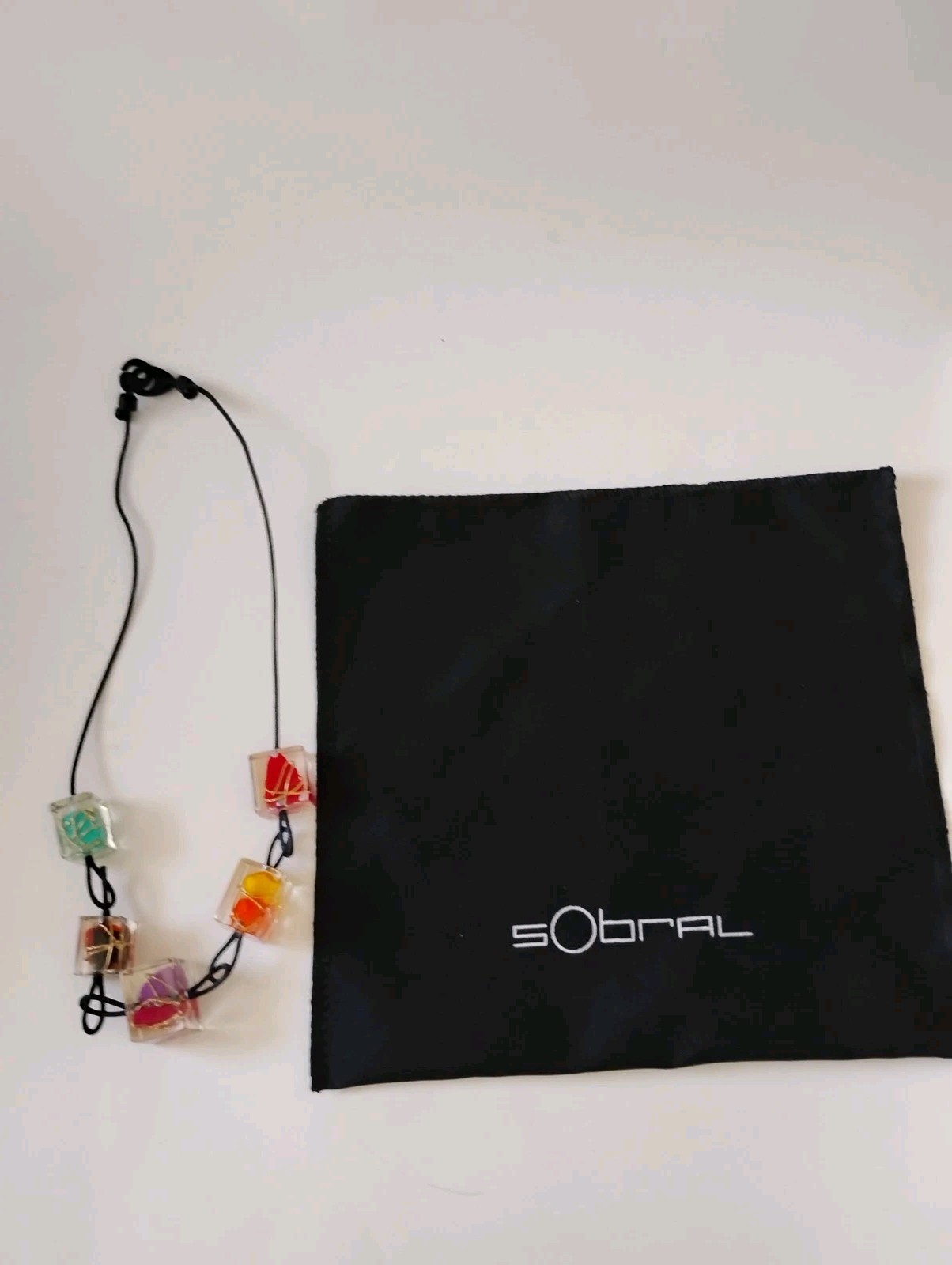 Sobral Jackie Brazil Resin Cubes Colorful Gold Wire Wrapped Inclusions Necklace
