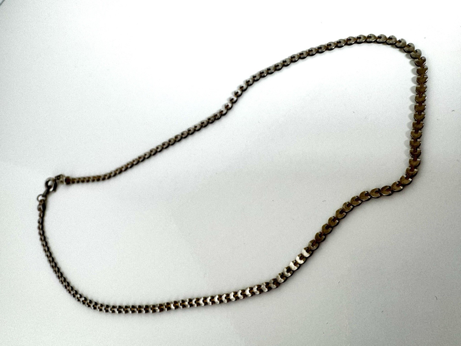 Gold Tone Tennis Style Necklace Spring Ring Signed Star Clasp Metal #1549
