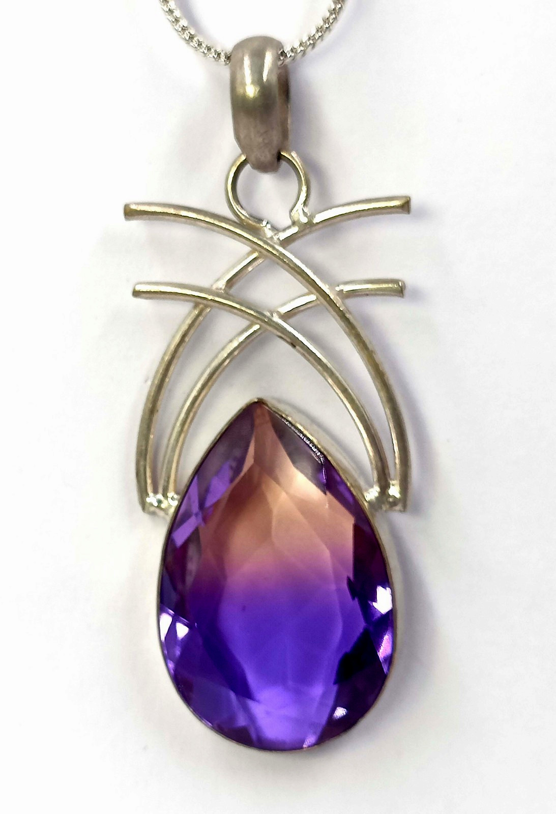 72 Ct Natural Ametrine Bi-Color Pear Shape EGL 925 Silver Pendant Free 6YGL