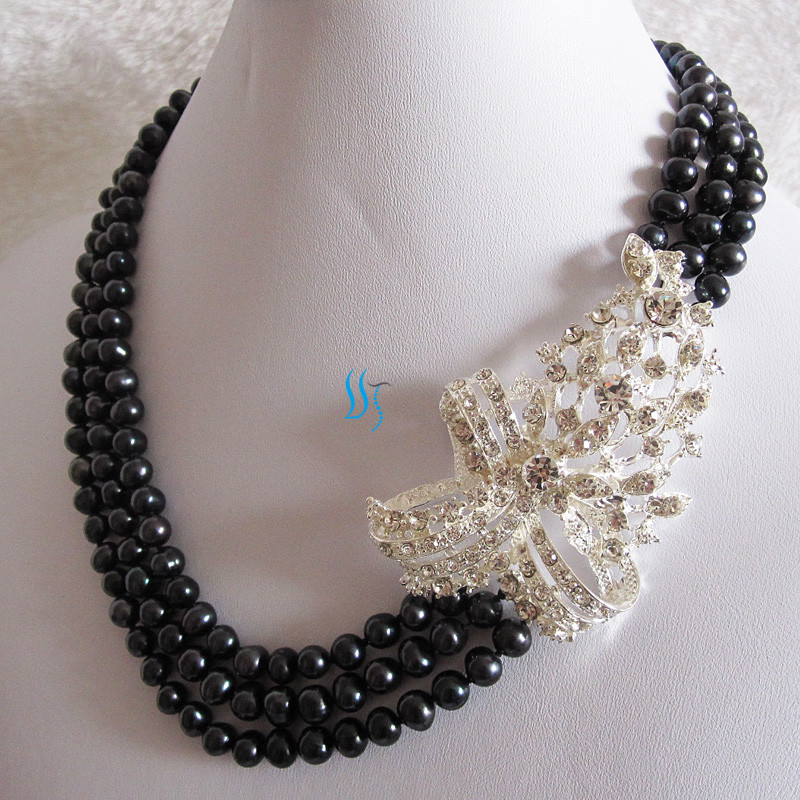 18-20″ 5-7mm 3Row Freshwater Pearl Necklace X3200 Wedding Necklace——MORE COLORS