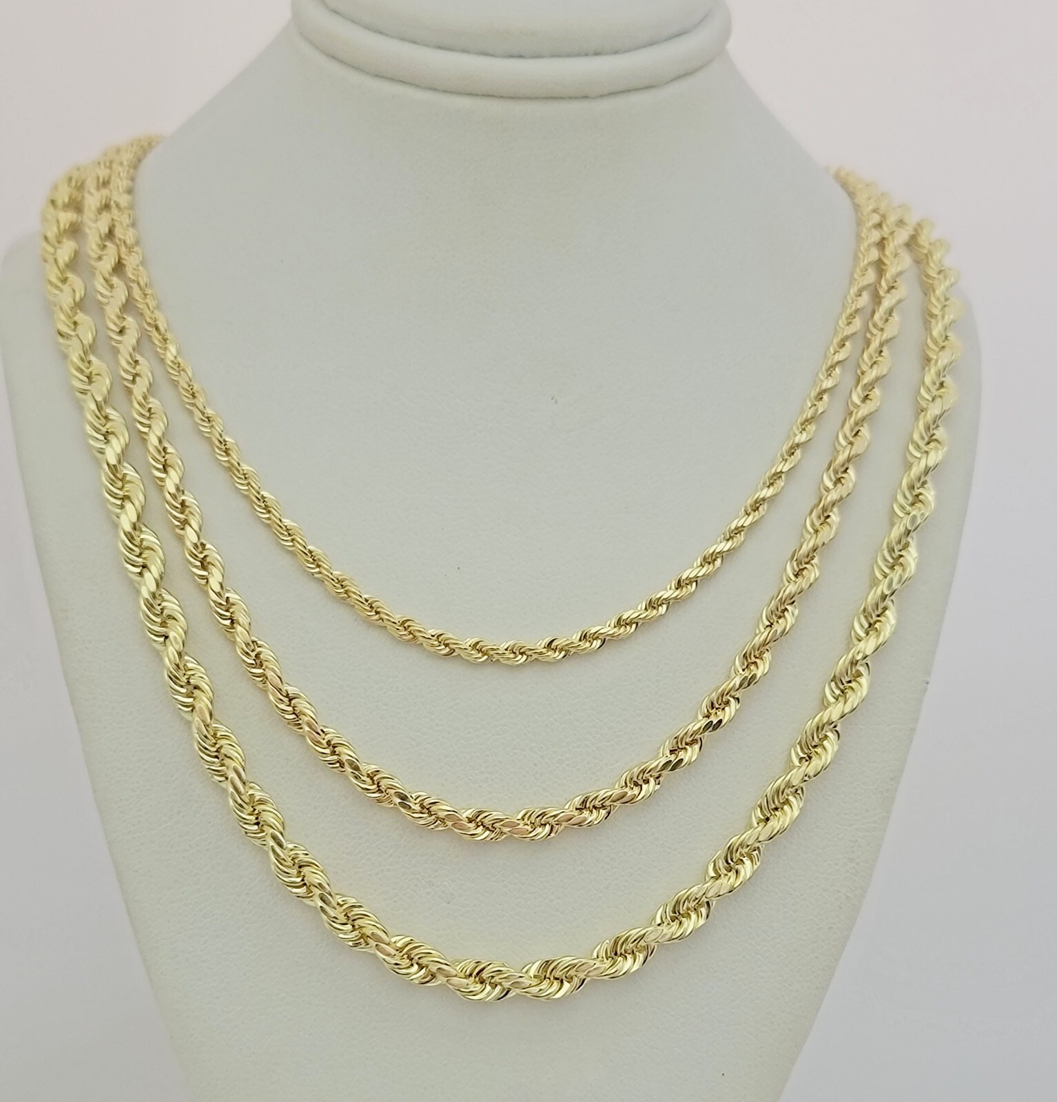 Real 10k Yellow Gold Chain Rope Necklace 3mm 4mm 5mm 18″ 20″ 22″ 24″ 26″ 28″ 30″