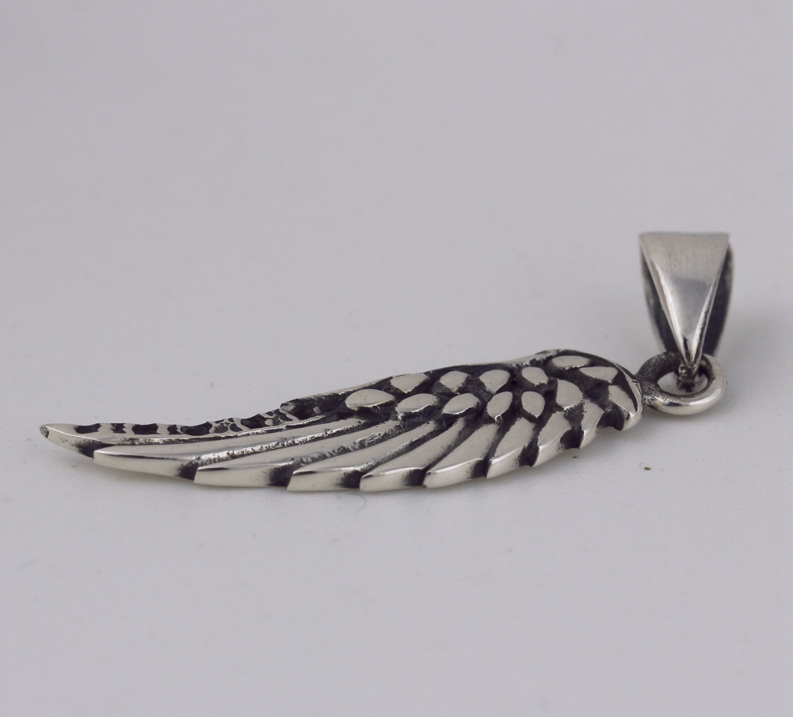 Women Men Solid 925 Sterling Silver 28 mm Freedom Angel Wing Religious Pendant