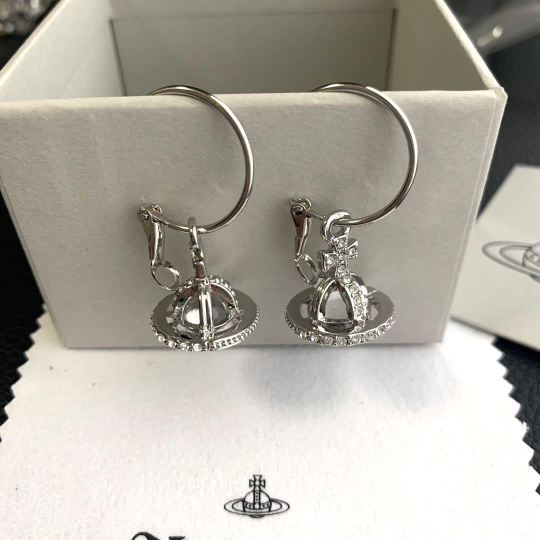 Vivienne Westwood Earrings Pierced Globe Orb Silver NO BOX [EJ373