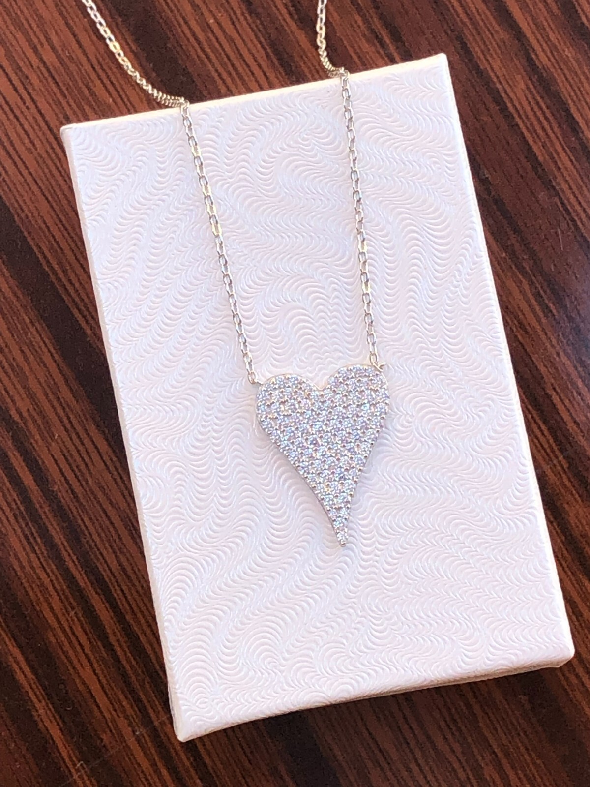 Cz Heart Pendant Necklace 925 Sterling Silver Pave Cz Heart Love Charm 19mm0.75″