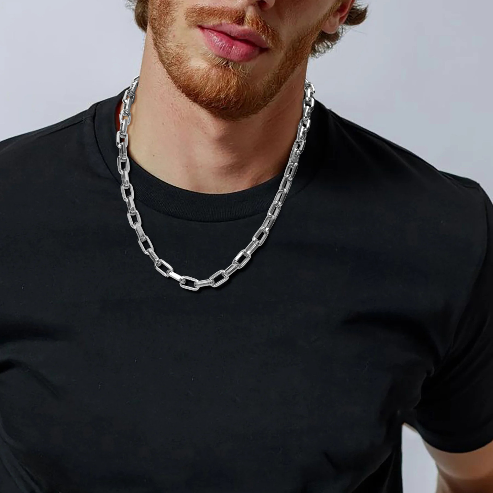 Rectangle Chunky Square Chain Necklace Stainless Steel 50/55/60 cm Men Boys