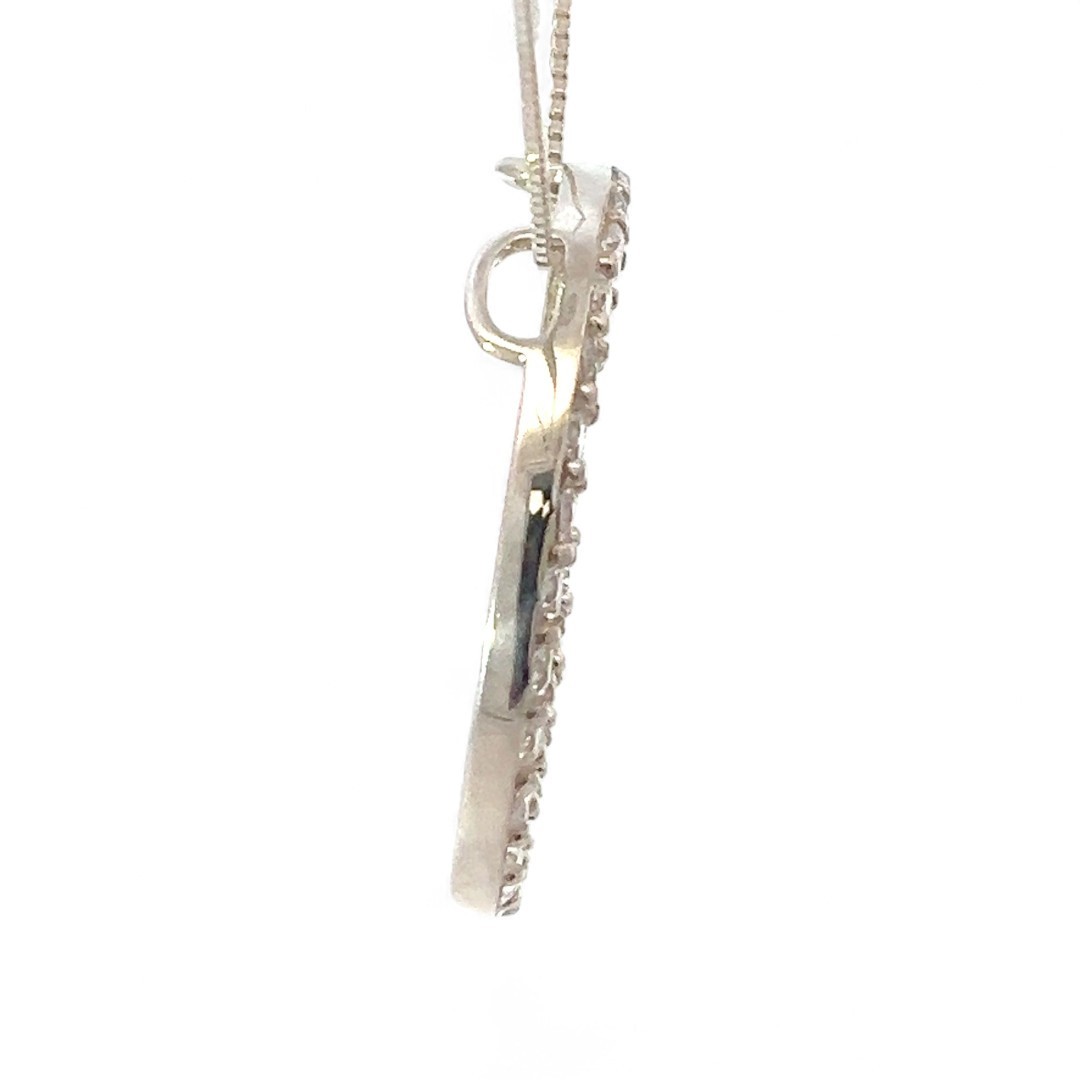Sterling Silver White/Colorless Cubic Zirconia Circle Pendant 20in (KS1026913)