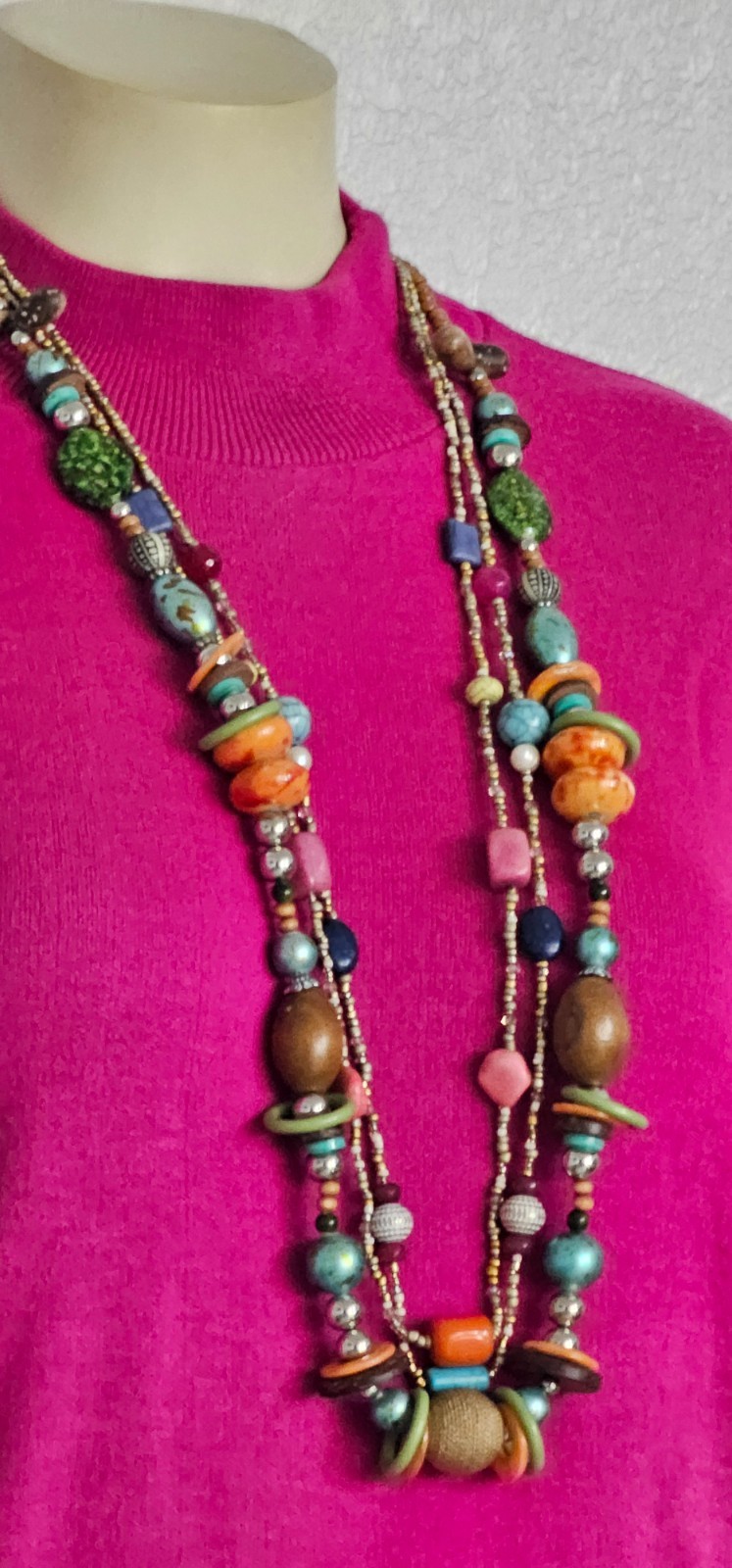 2 CHICOS NECKLACES MULTICOLOR BEADS EXCELLENT CONDITION 19 INCH. One price.