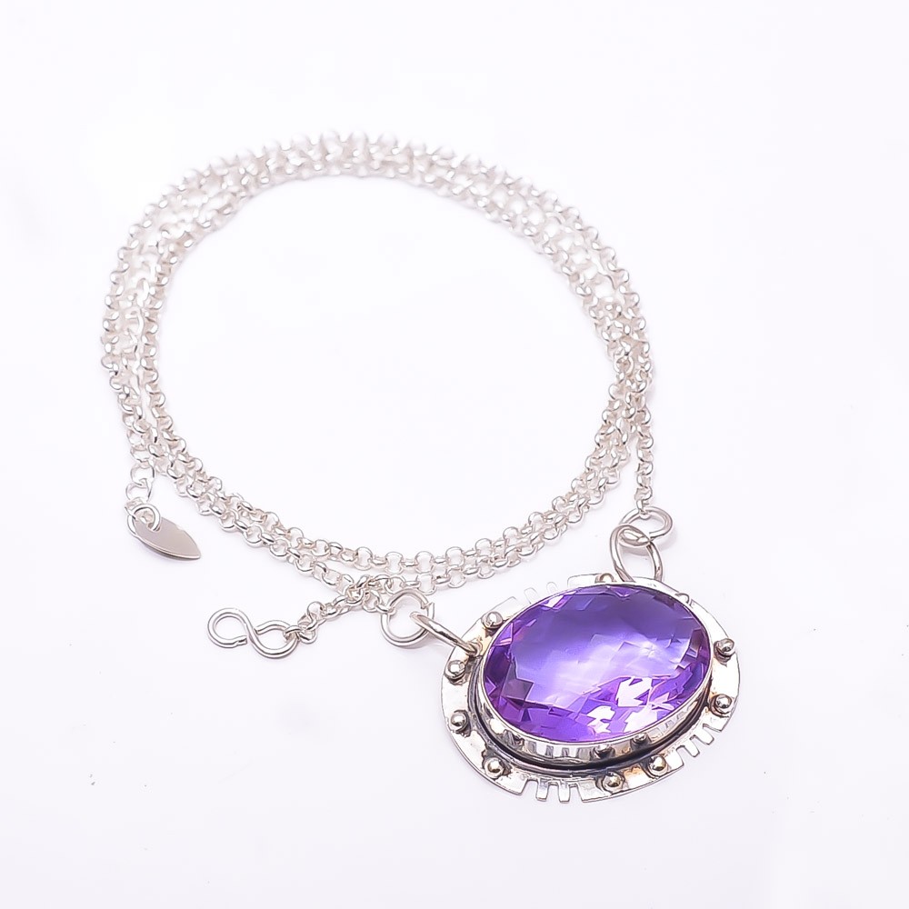 Colour Changing Alexandrite 925 Sterling Silver Chain Pendant 19-23″ CP8
