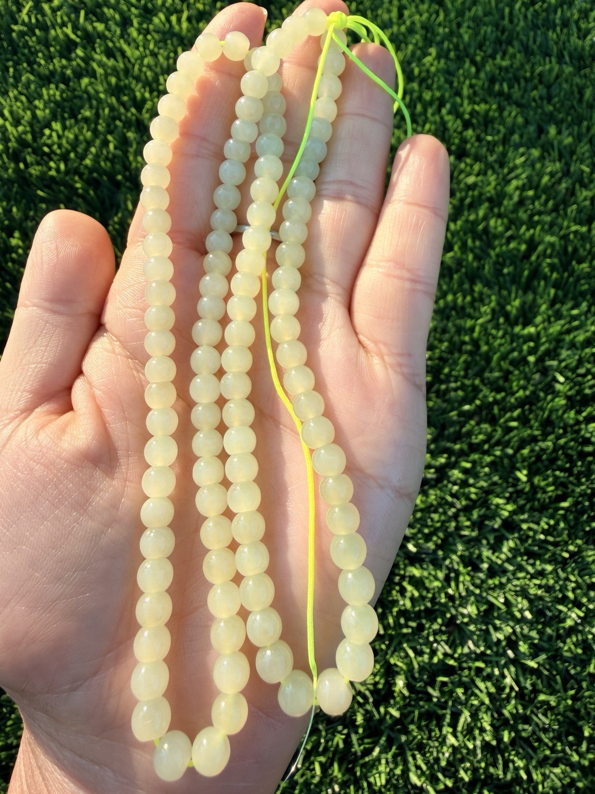 Nephrite Hetian Jade Necklace 6m yellow mutton fat MOST OILY 新疆黄口羊脂玉
