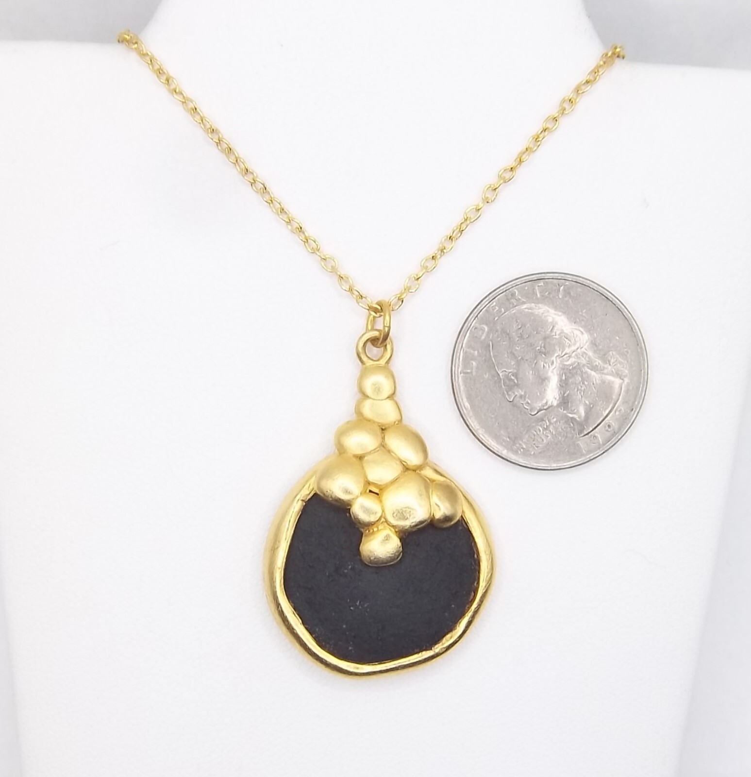 Gold Tone Black, Light or Dark Brown Accented Pendant 20 in. Necklace … #572