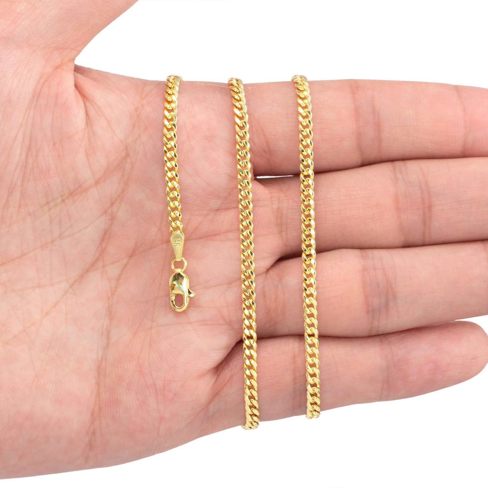 14K Yellow Gold 3mm-12.5mm Miami Cuban Link Chain Necklace Mens Women 16″- 30″