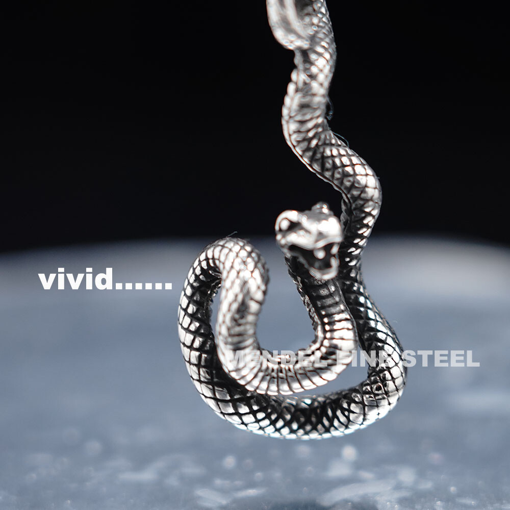 MENDEL Stainless Steel Mens Boys Zodiac Serpent Snake Pendant Necklace For Men