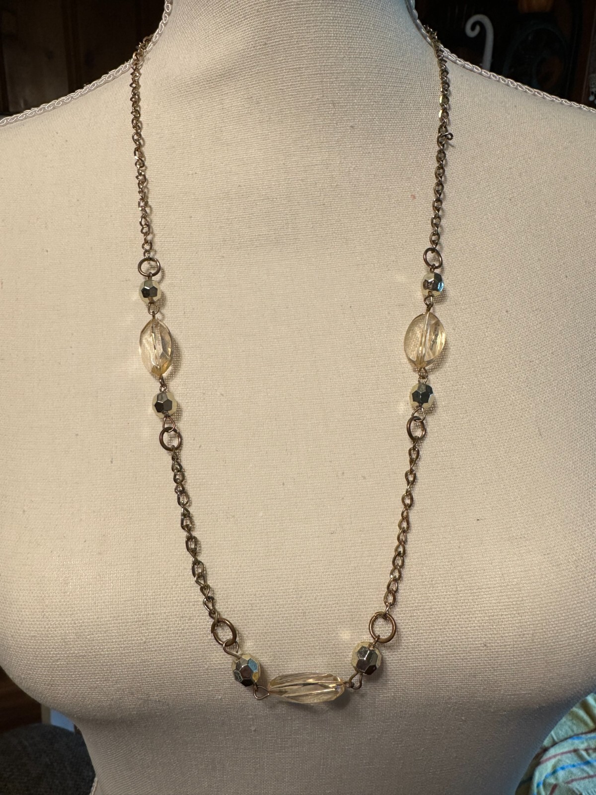 Womens Fashion Boho Necklace Silver Chain w/ Colorless Stones!!!