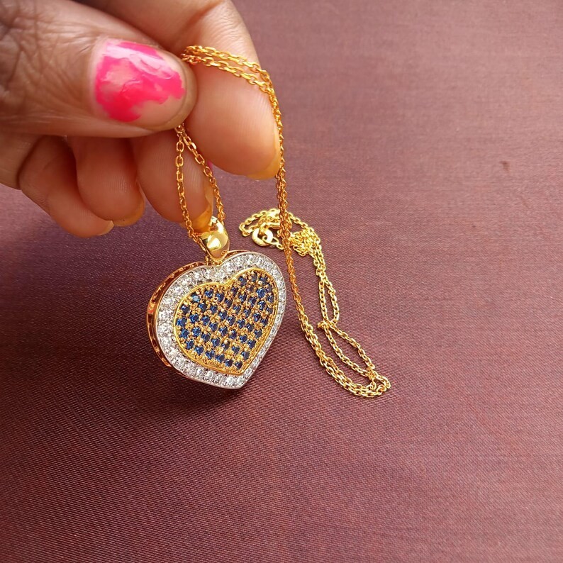 3.00Ct Round Cut Pendant Necklace Simulated Sapphire In 14k Yellow Gold Plated
