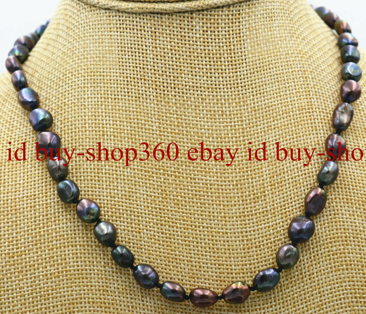 Fashion 7-8mm Black Baroque Freshwater Pearl Necklace 18”