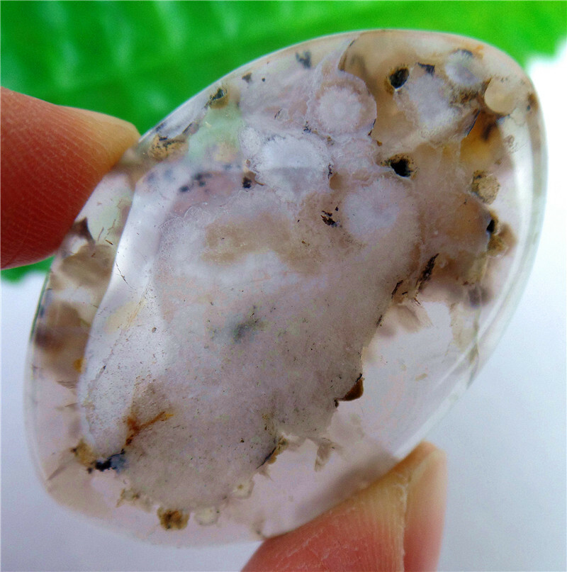 47x30x7mm Natural Cherry Blossom Agate Crystal Marquise Pendant Bead EA85333