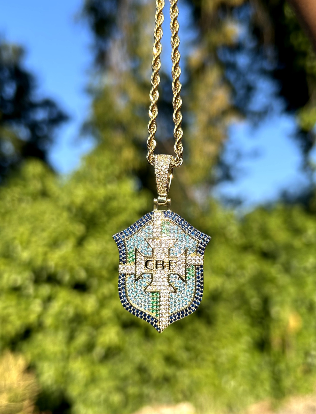 Brazil Necklace Soccer Chain and Team Badge Pendant Gift