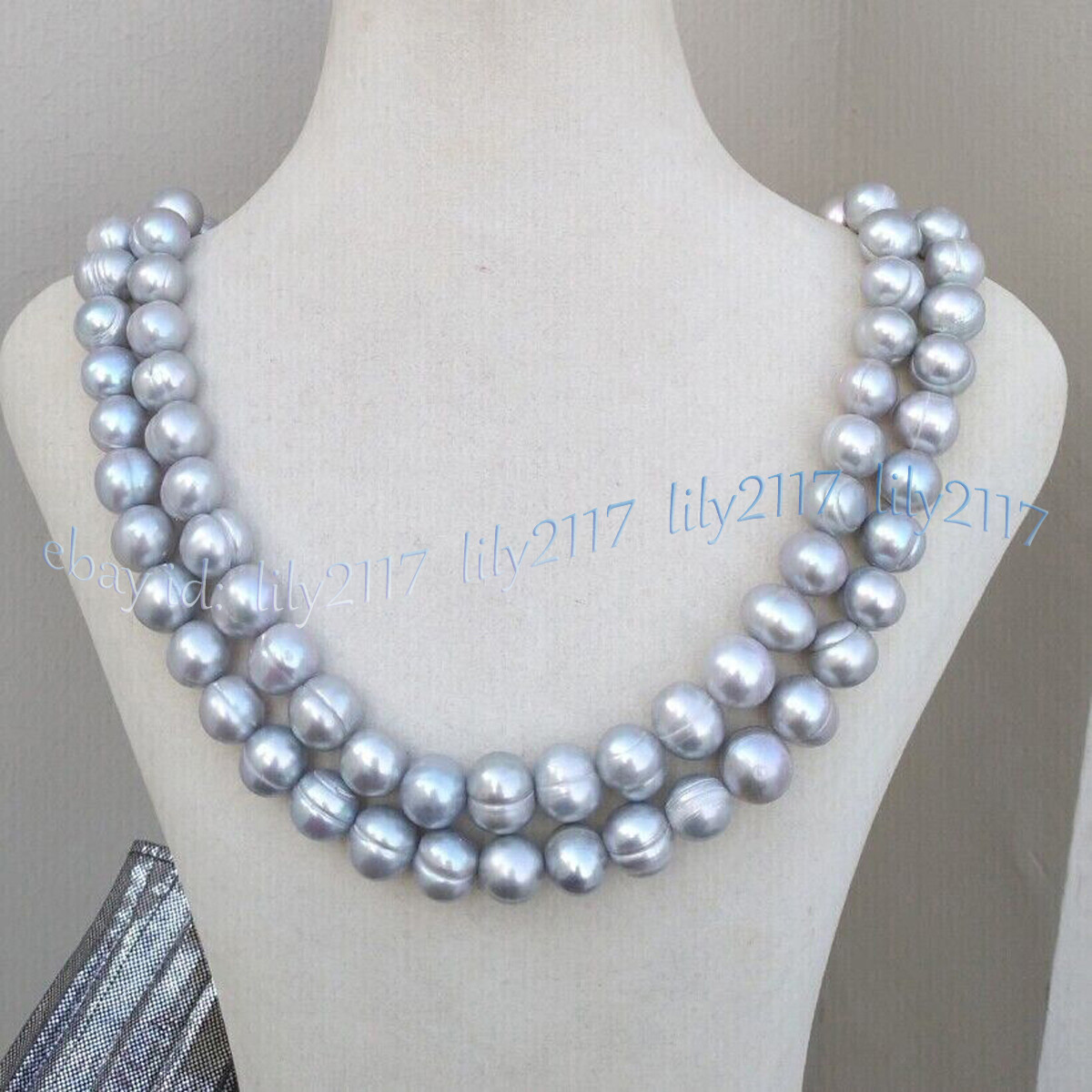 11-12mm Genuine Natural South Sea Silver Gray Baroque Pearl Necklace 14K Gold