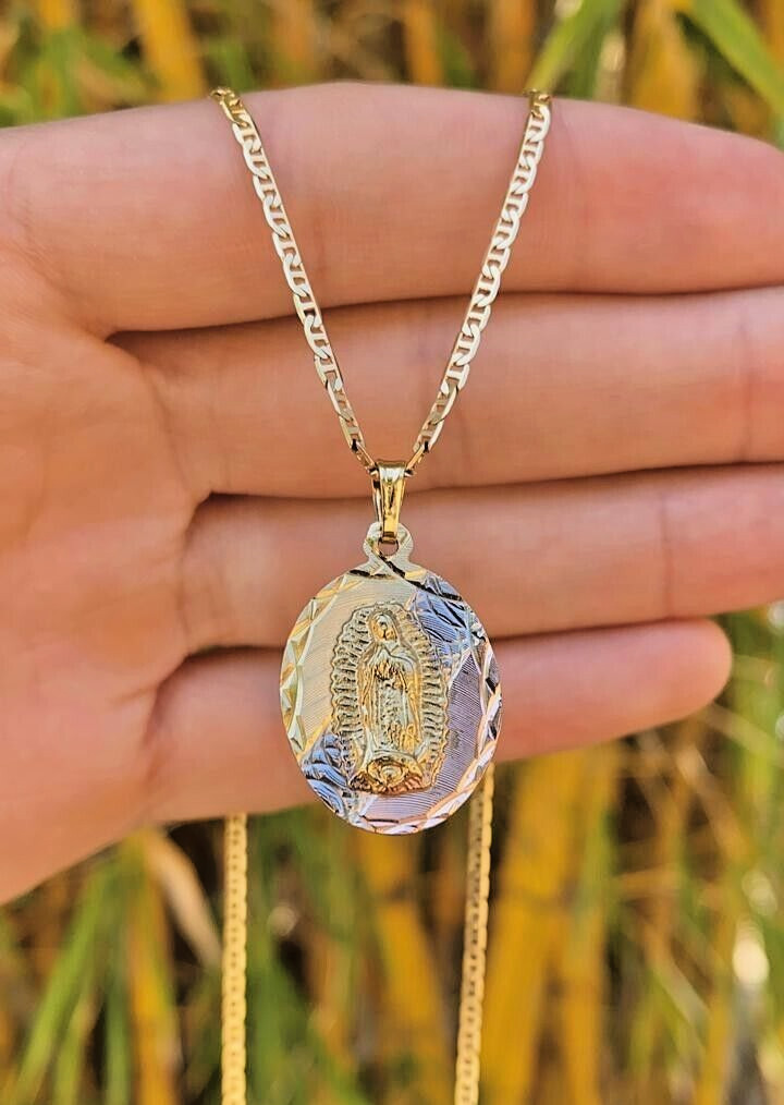 Virgem De Guadalupe Mariner Chain 24″ Necklace 14K Gol Filled Gifts Mens
