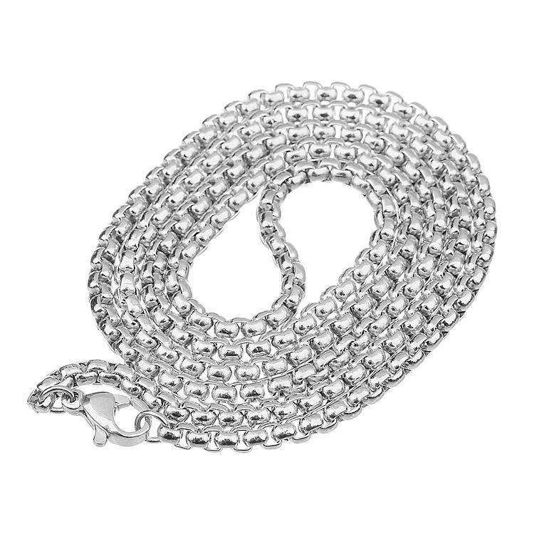 Real 18K White Gold Filled HypoAllergenic 2mm Thin Round Box Link Chain Necklace