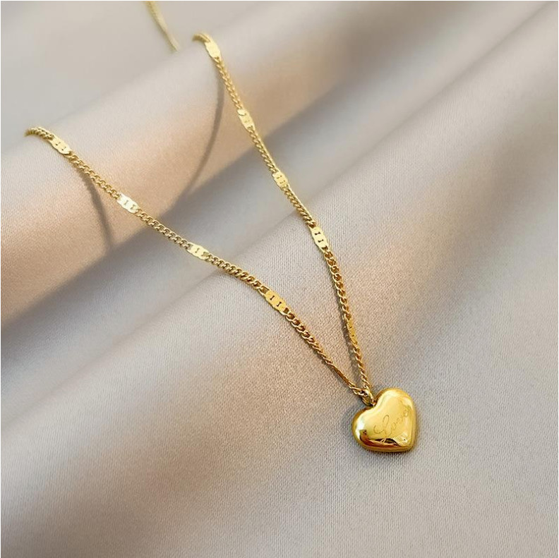 18K Gold Stainless Steel Love Floating Heart Pendant Chain Necklace Love Gift
