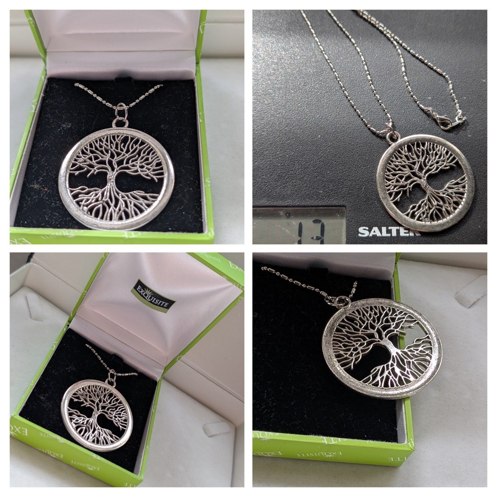Tree of Life Pendant Diameter 40mm on Silver Tone Chain 16″ Brand NEW 13g in BOX