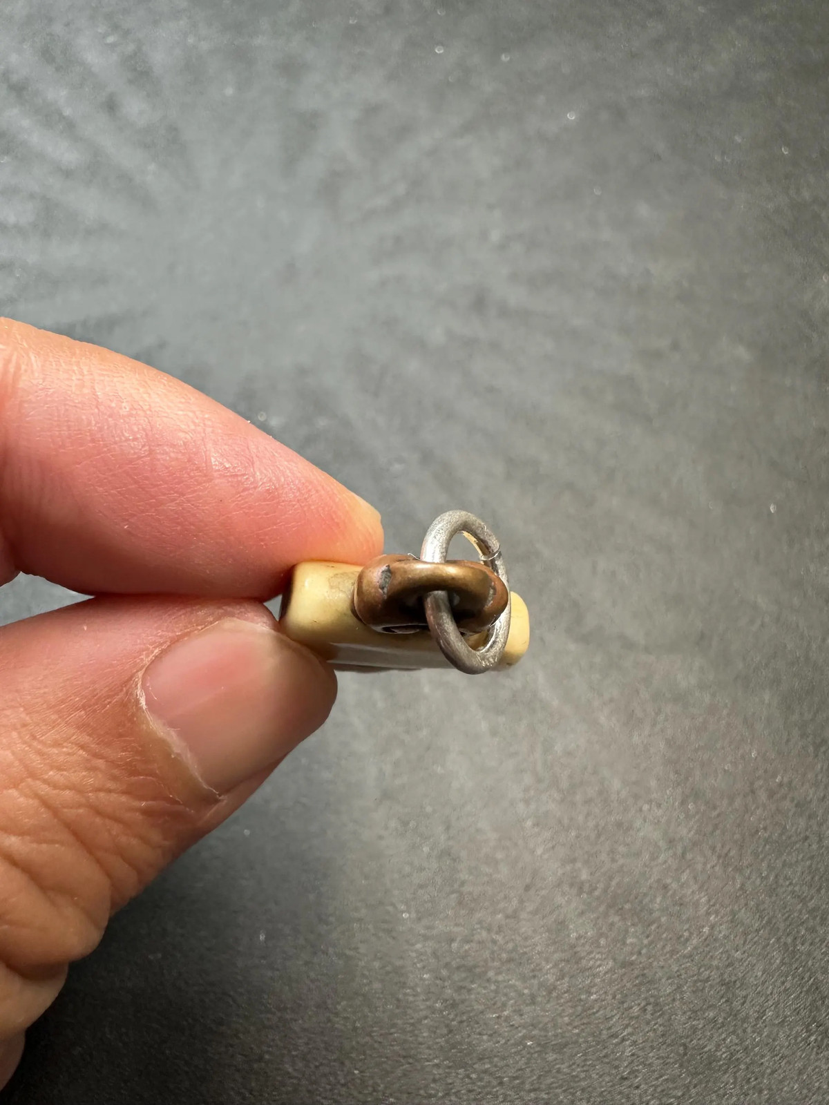 Vintage Himalayan Tooth Amulet Pendant – Tribal Talisman Copper Charm