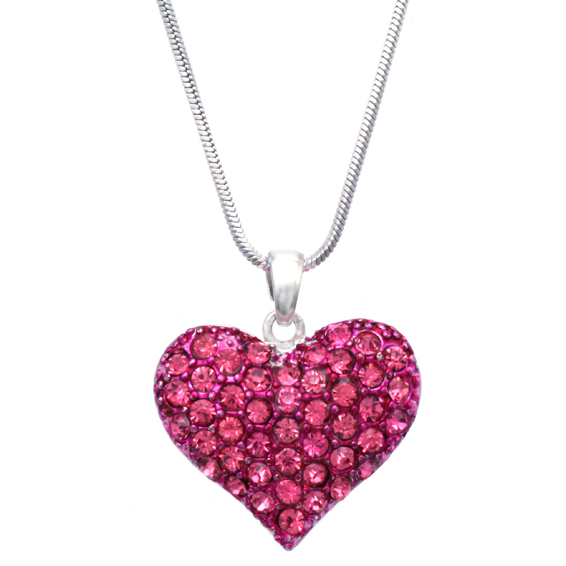 Love Mother’s Day Valentines Day Pink Heart Pendant Necklace Jewelry
