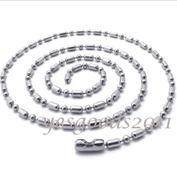 1.5mm-4mm 10″-100″ Silver Stainless Steel Ball & Oval Bead Necklace Chain HN14