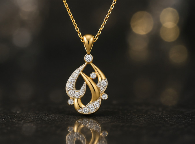 1.00Ct Round Cut Moissanite VVS1 Women Pendant Necklace 14K Yellow Gold Plated