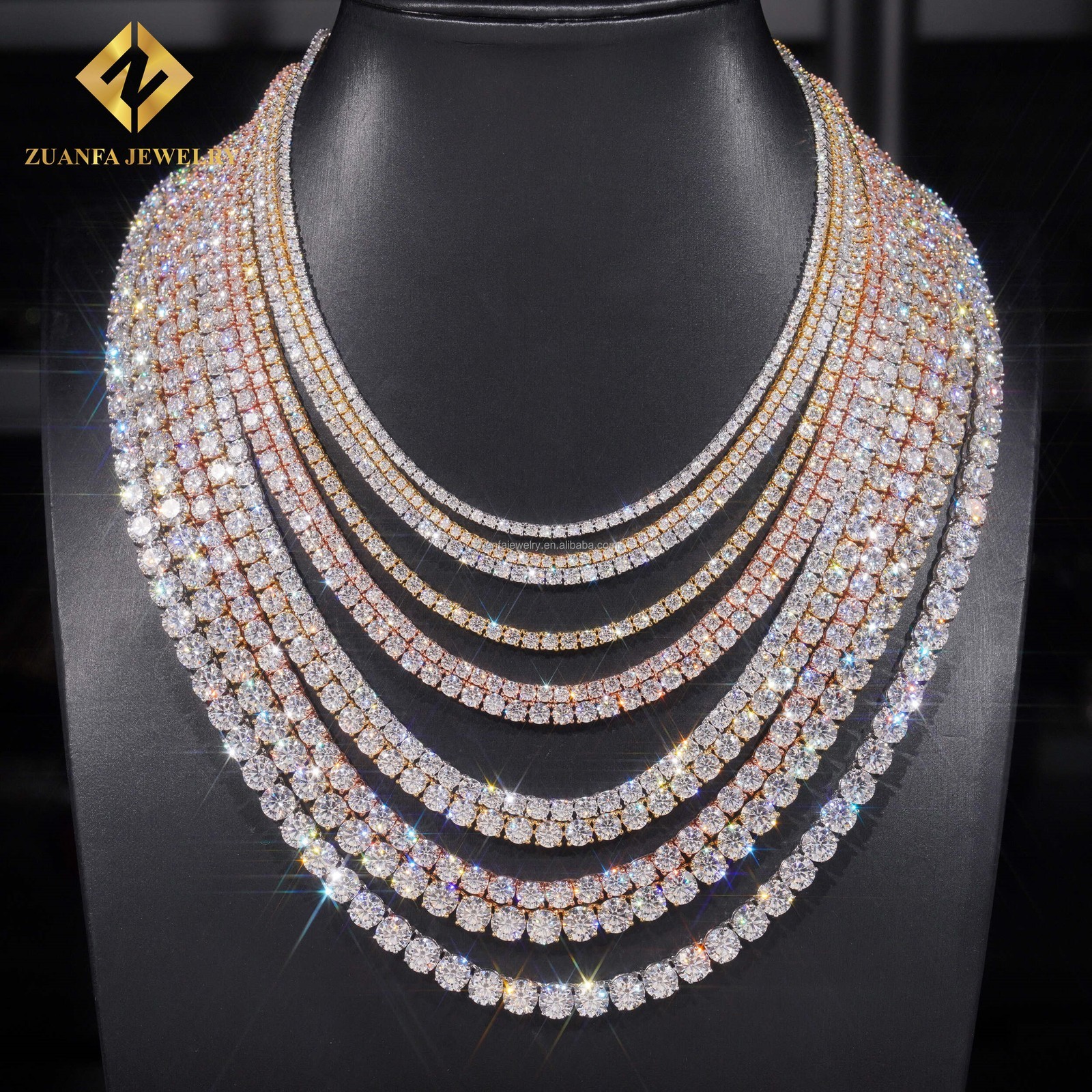 2-6.5mm VVS1 Moissanite Tennis Chain Necklace – 925 Sterling Silver Pass Tester