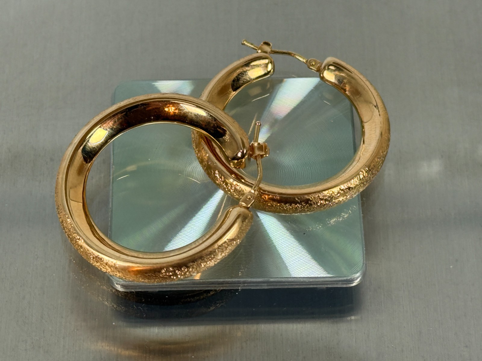 VOGA Collection 18K Gold Electroform Choice of FInish Hoop Earrings STARDUST