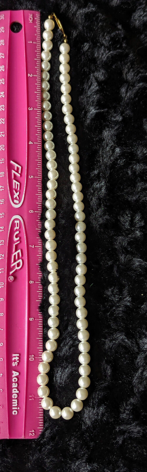 Imitation White 23″ Pearl Necklace with Fish Hook Clasp