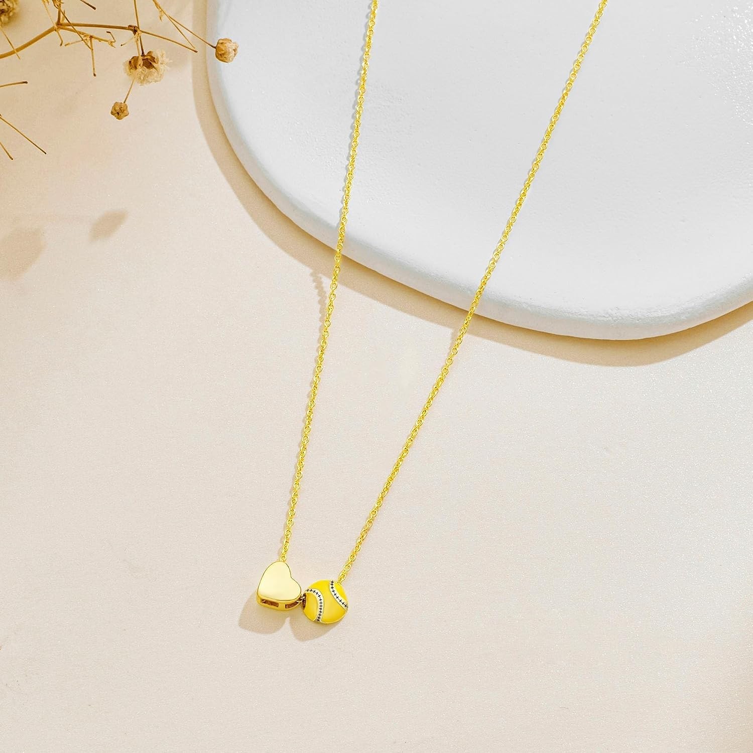 Softball Heart Necklace Customized Women’s Sports Gift for Soccer Volleyball
