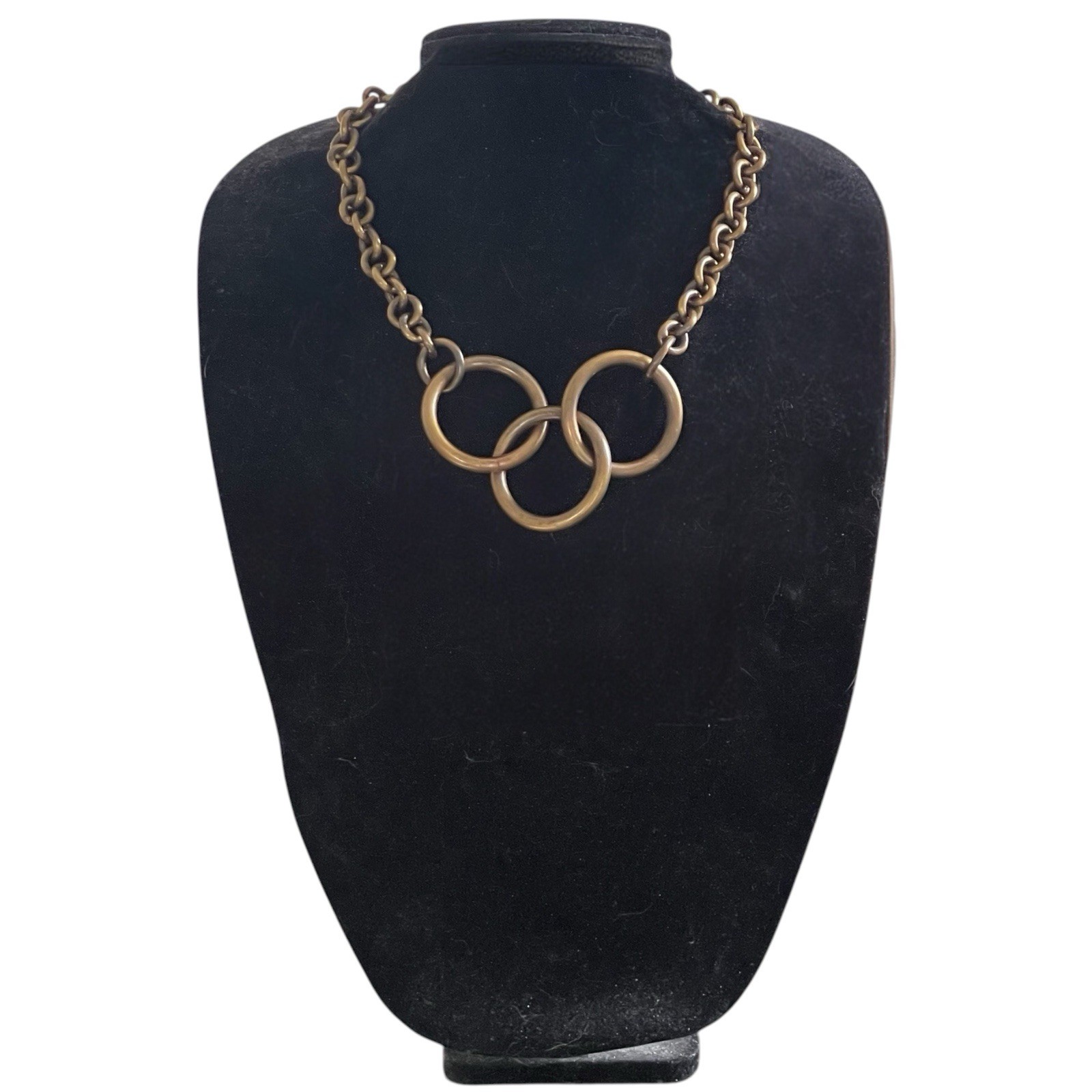 Kelly Wearstler Chain Link Necklace Brutalist Connected Disc Hoop Designer 18”