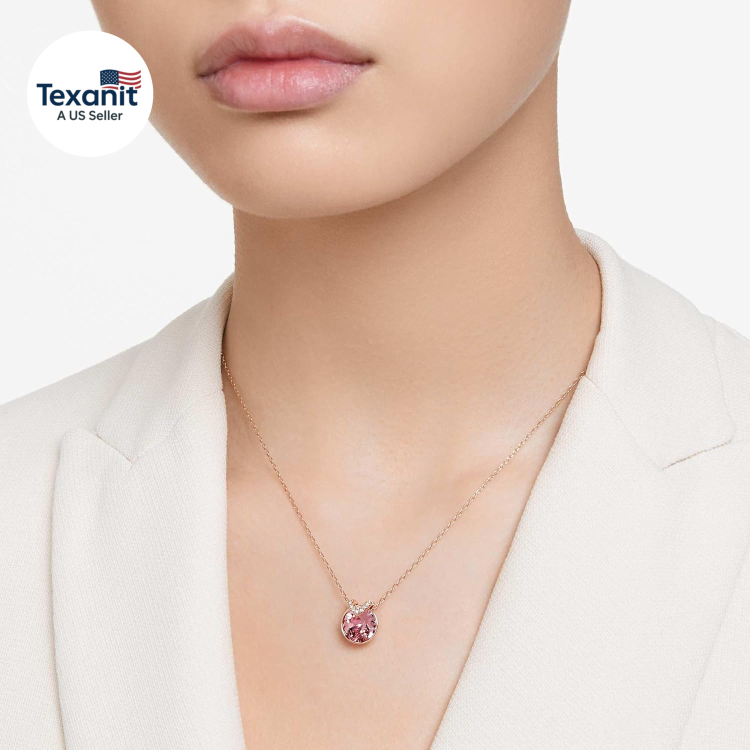 Bella V Pendant, round Cut, Blue, Rhodium Finish