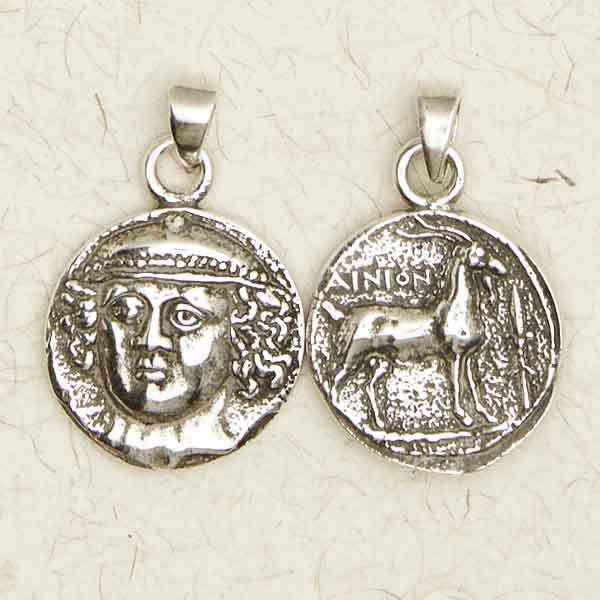 Hermes Greek Olympian or Mercury Pagan Roman Messenger God Pewter Coin Pendant
