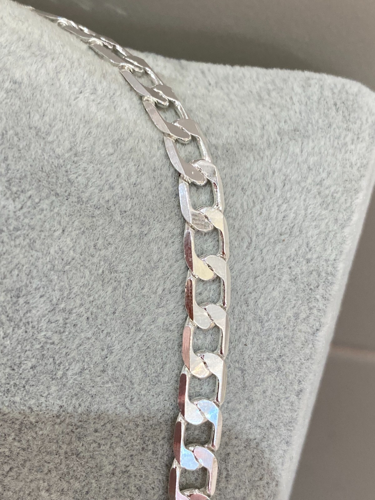 Mens Silver Plated Flat Curb Link Chain Necklace 24″ (60cm) 8mm Thick