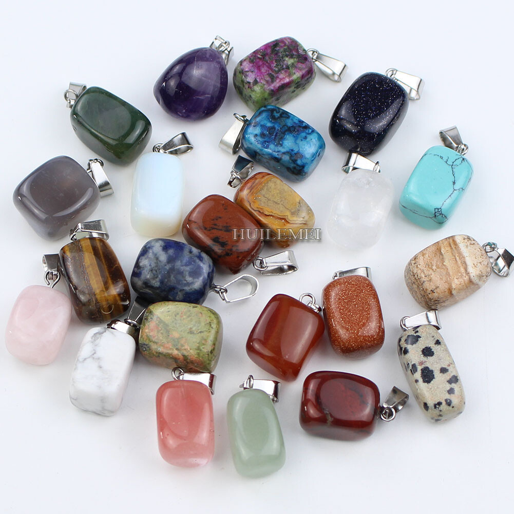 20pcs Mixed Natural Stone Irregular Shape Pendants Beads for Diy Jewelry Making
