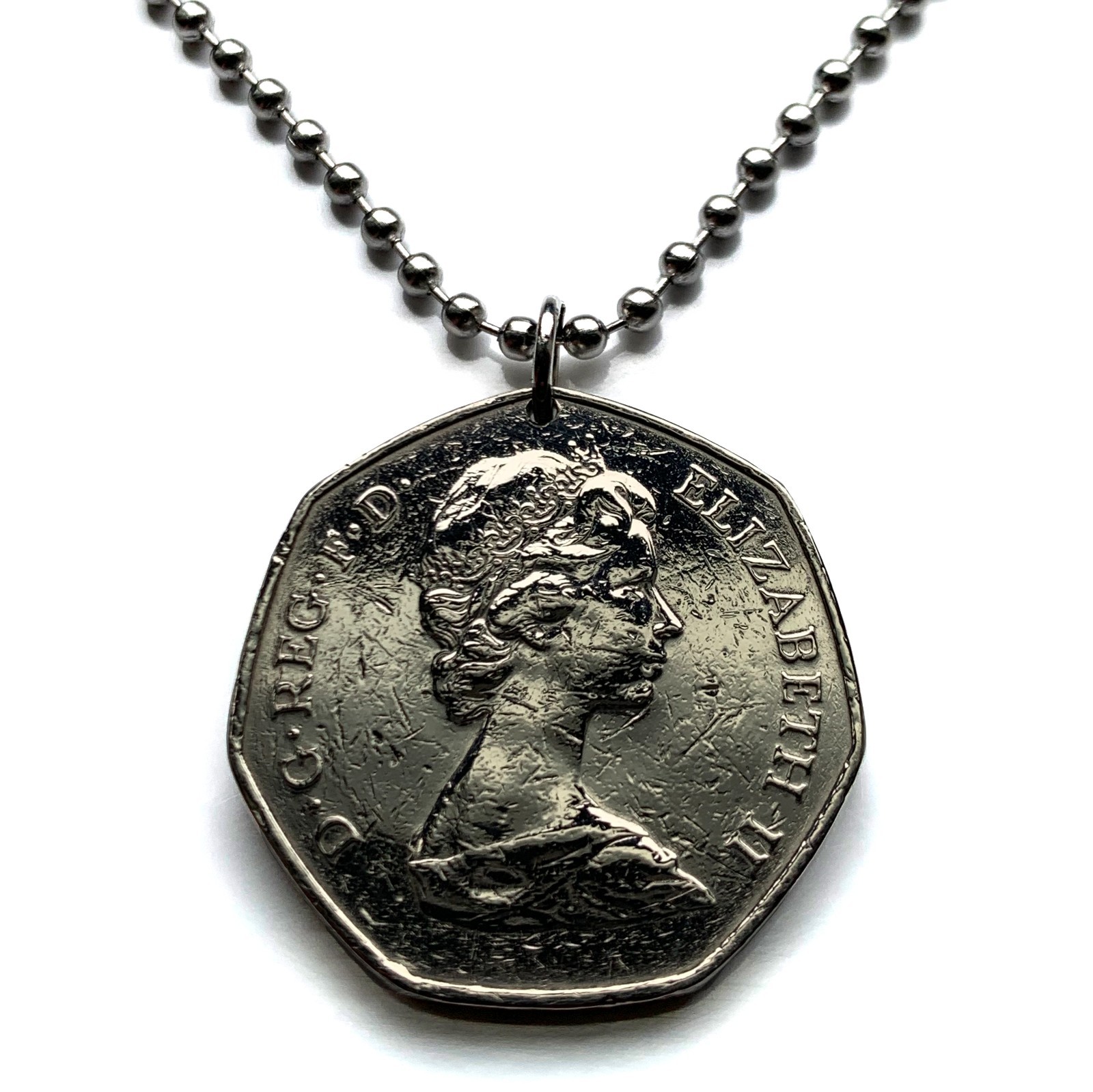 1973 United Kingdom 50 coin pendant 9 hands European Economic Community k000030