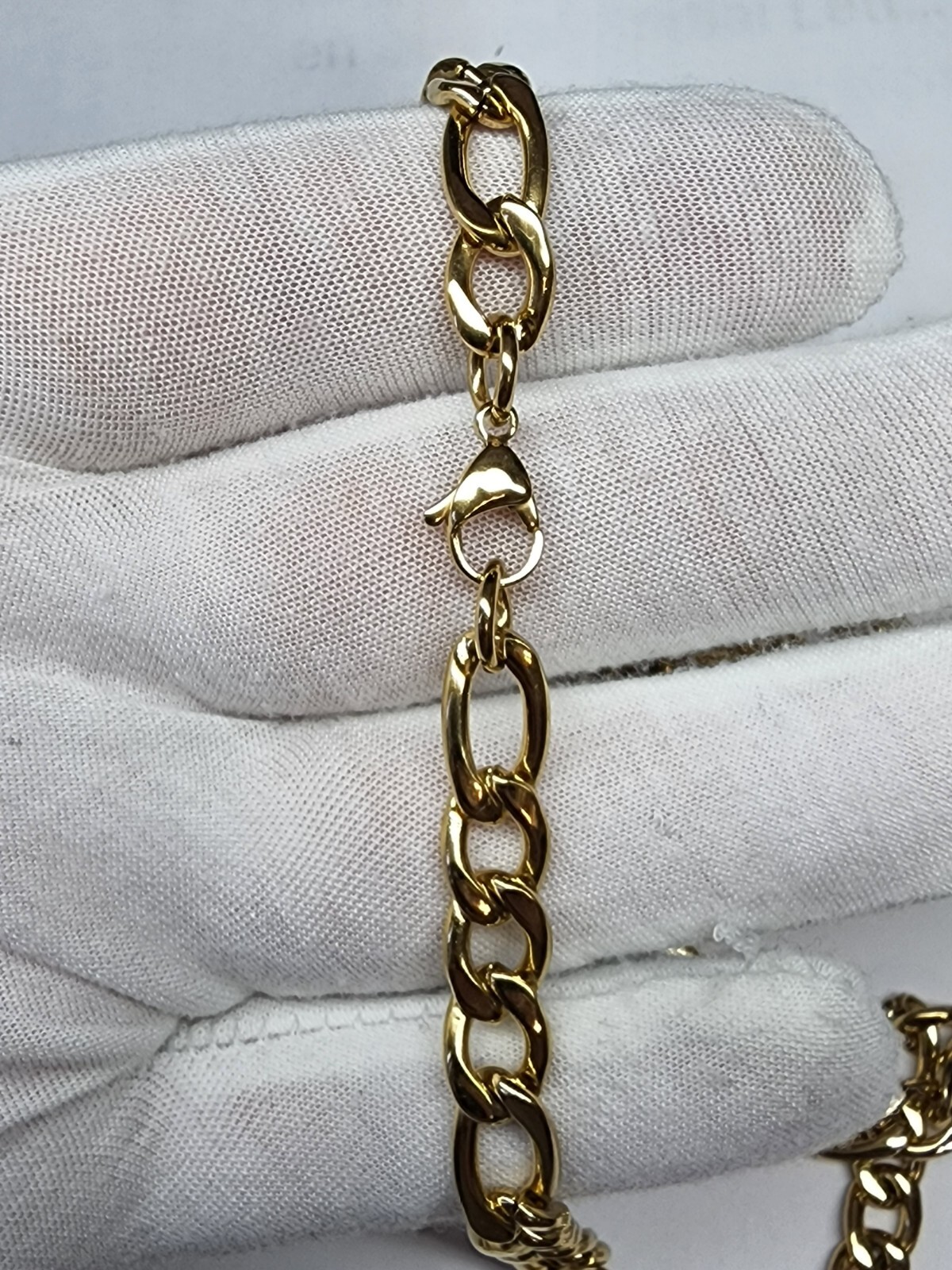 Stainless Steel Gold Plated Figaro Chain Necklace 9mm Size 18in to 26in Unisex