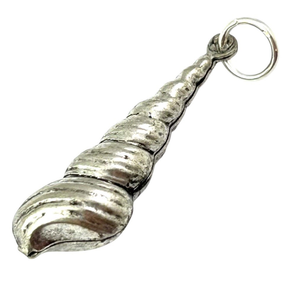 Shell Charm Seashell Pendant Nautical Beach Jewelry Silver Plated Brass Spiral