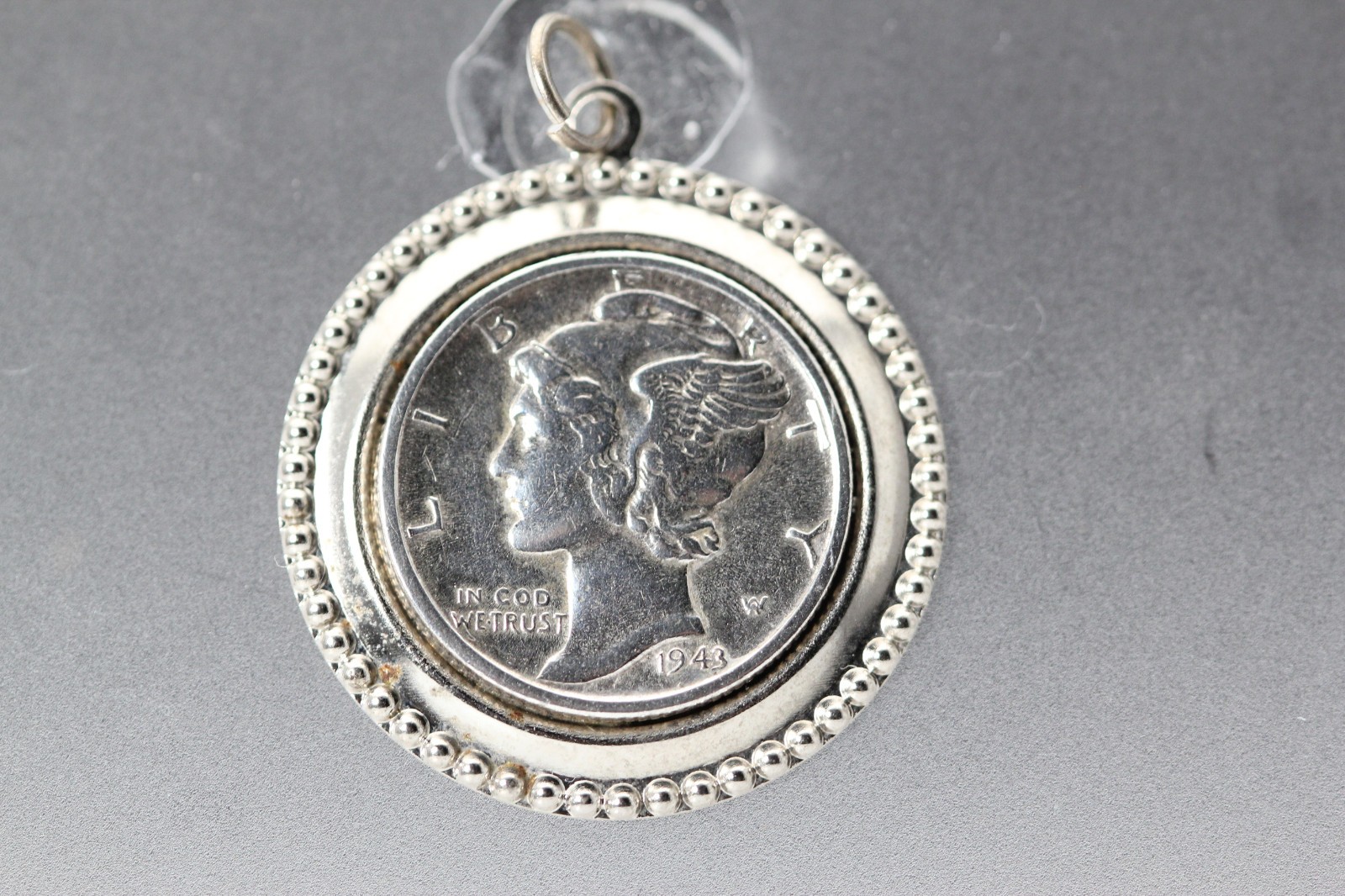 1943 Liberty Dime w Sterling Silver Bezel Pendant 4.1 Grams (PEN10376)